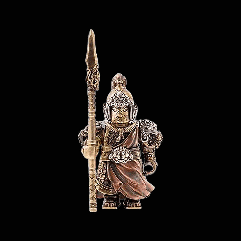 Crusader Figurine Detachable Bronze Bull-Helm Knight Statue Set