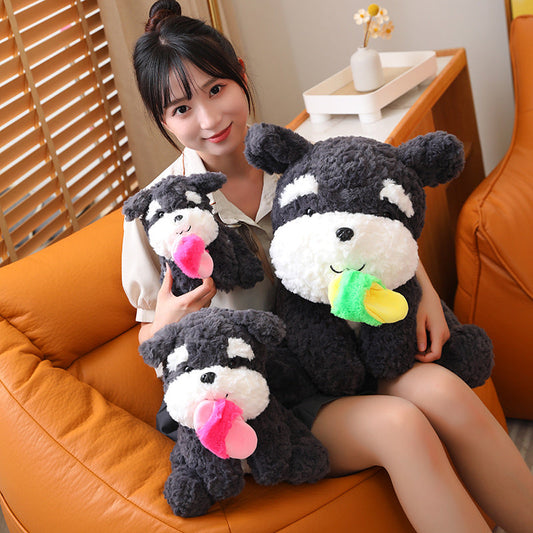 Cuteee Family Kawaii Sooty the Black Fluffy Dog with Slipper Plushie | NEW