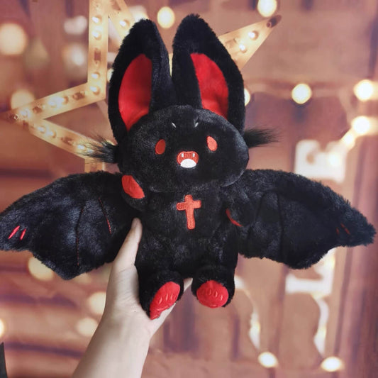 Cuteee Family Black Fluffy Bat Squishy Pillow Toys 10inch For Gift