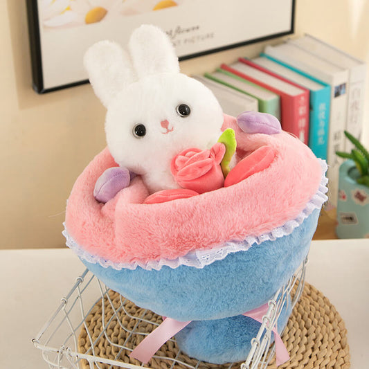Cuteee Family Bunny Reversible bouquet rabbit Kawaii Plushies Squishy Pillow Toy For Gift